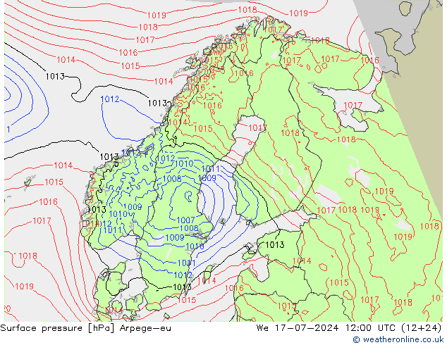 Luchtdruk (Grond) Arpege-eu wo 17.07.2024 12 UTC