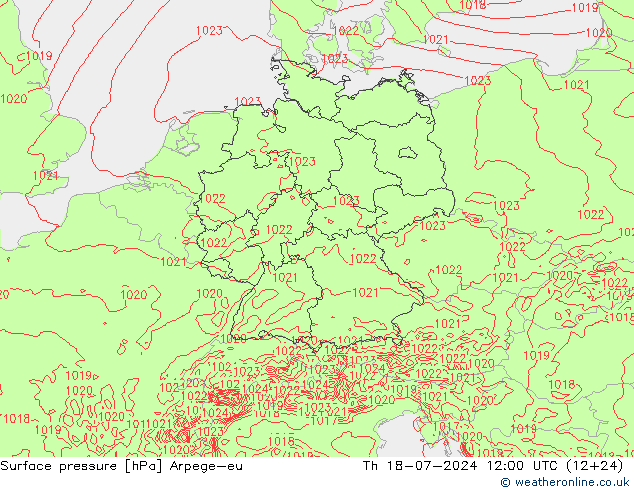 Luchtdruk (Grond) Arpege-eu do 18.07.2024 12 UTC
