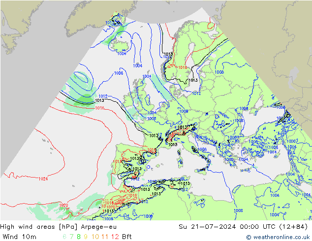 Windvelden Arpege-eu zo 21.07.2024 00 UTC