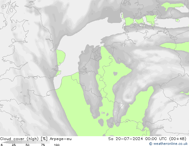 Bewolking (Hoog) Arpege-eu za 20.07.2024 00 UTC