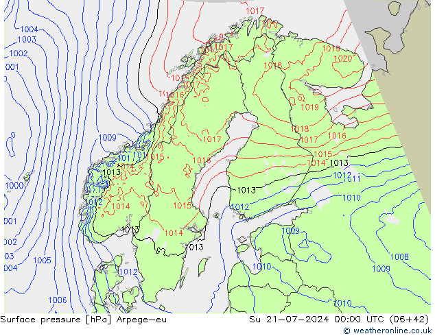 Luchtdruk (Grond) Arpege-eu zo 21.07.2024 00 UTC