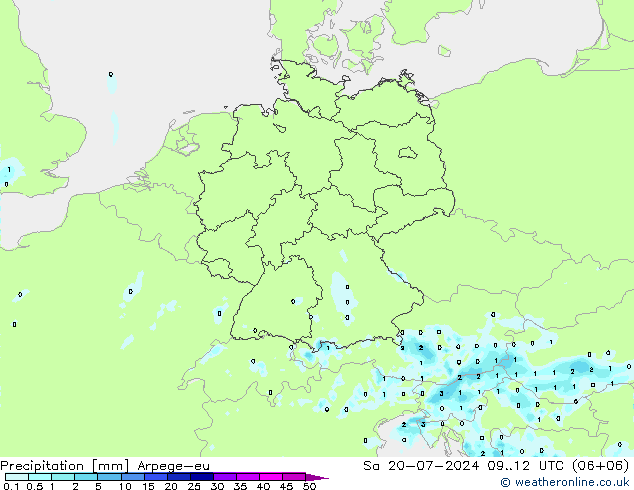 降水 Arpege-eu 星期六 20.07.2024 12 UTC