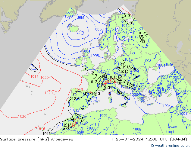 Luchtdruk (Grond) Arpege-eu vr 26.07.2024 12 UTC