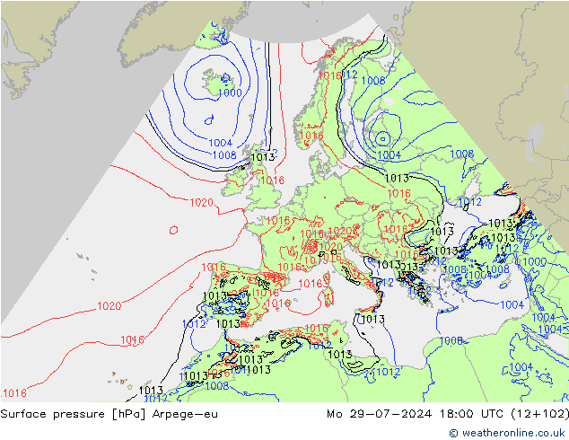 Luchtdruk (Grond) Arpege-eu ma 29.07.2024 18 UTC