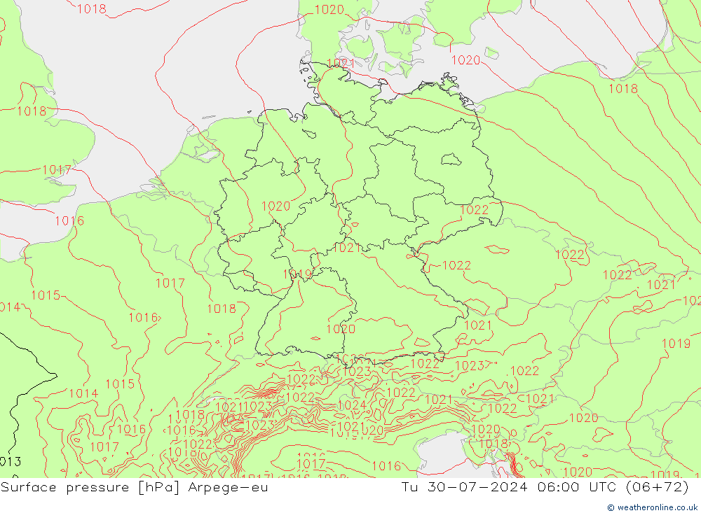 Luchtdruk (Grond) Arpege-eu di 30.07.2024 06 UTC
