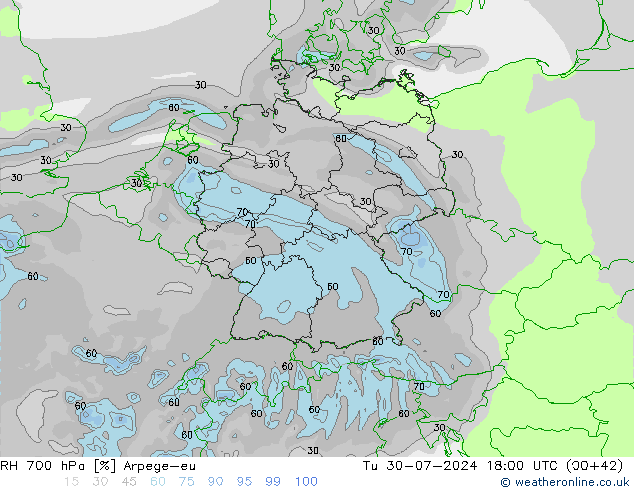 RV 700 hPa Arpege-eu di 30.07.2024 18 UTC