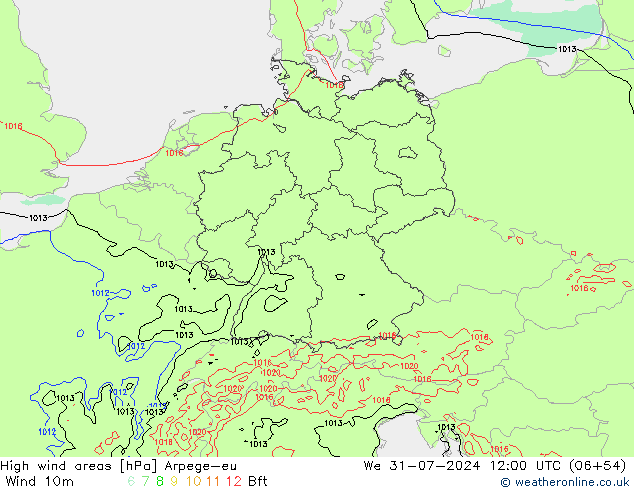 Windvelden Arpege-eu wo 31.07.2024 12 UTC