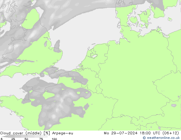 Bewolking (Middelb.) Arpege-eu ma 29.07.2024 18 UTC