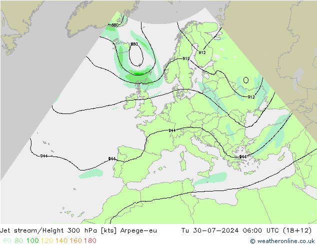 高速氣流 Arpege-eu 星期二 30.07.2024 06 UTC