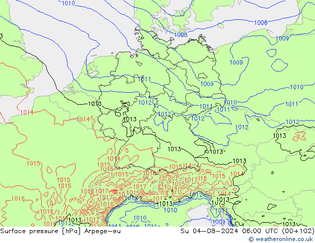 Luchtdruk (Grond) Arpege-eu zo 04.08.2024 06 UTC