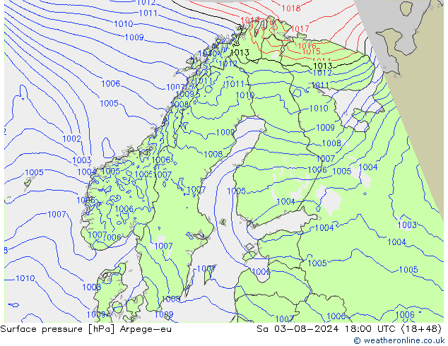 Luchtdruk (Grond) Arpege-eu za 03.08.2024 18 UTC
