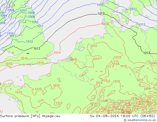 Luchtdruk (Grond) Arpege-eu zo 04.08.2024 18 UTC