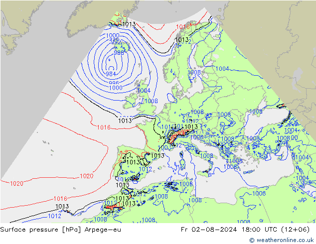 Luchtdruk (Grond) Arpege-eu vr 02.08.2024 18 UTC