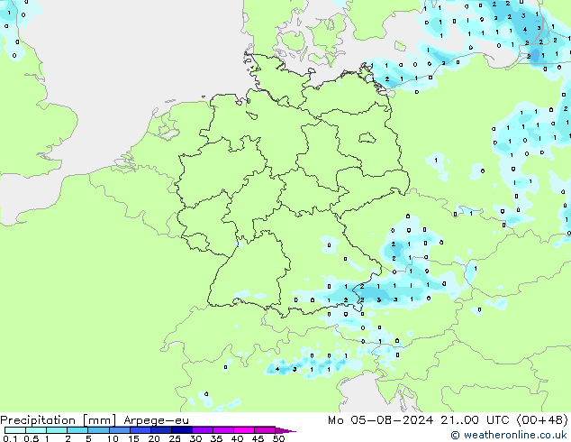Neerslag Arpege-eu ma 05.08.2024 00 UTC