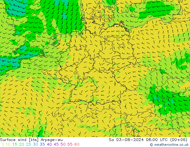 风 10 米 Arpege-eu 星期六 03.08.2024 06 UTC