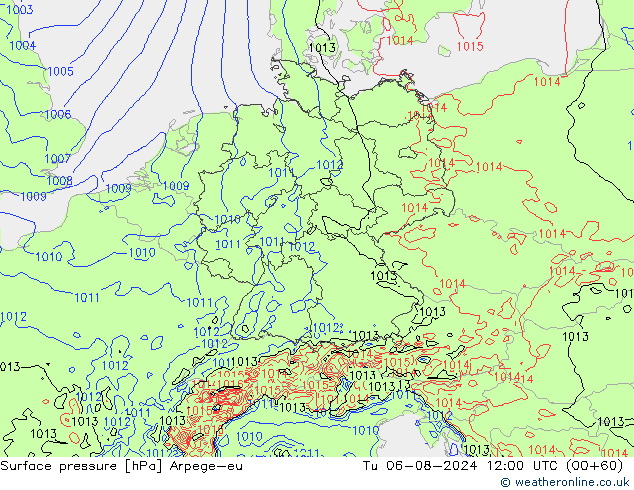 Luchtdruk (Grond) Arpege-eu di 06.08.2024 12 UTC