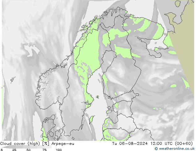 Bewolking (Hoog) Arpege-eu di 06.08.2024 12 UTC
