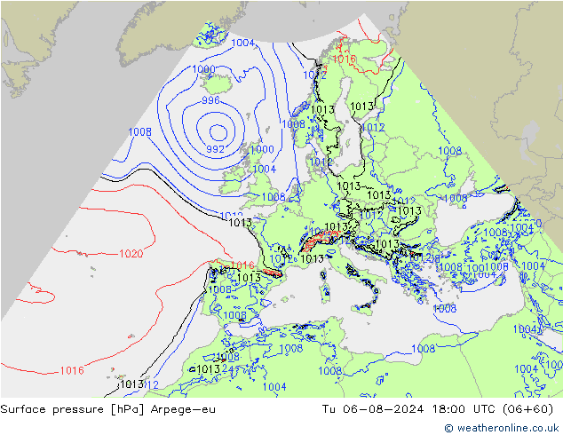 Luchtdruk (Grond) Arpege-eu di 06.08.2024 18 UTC