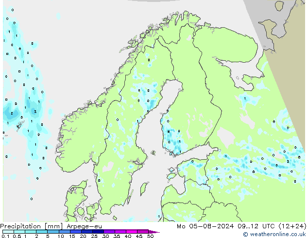 降水 Arpege-eu 星期一 05.08.2024 12 UTC