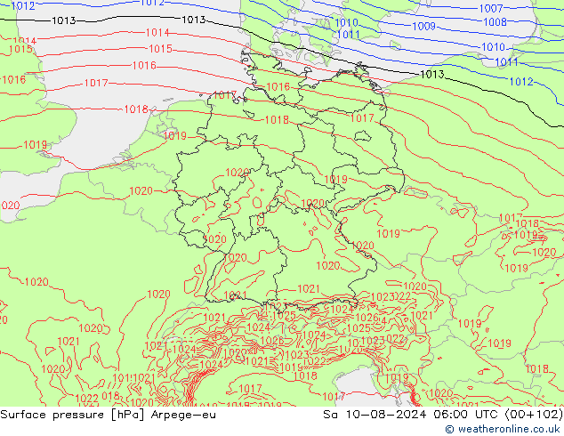 Luchtdruk (Grond) Arpege-eu za 10.08.2024 06 UTC