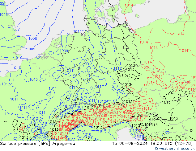 Luchtdruk (Grond) Arpege-eu di 06.08.2024 18 UTC