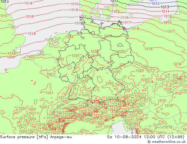 Luchtdruk (Grond) Arpege-eu za 10.08.2024 12 UTC
