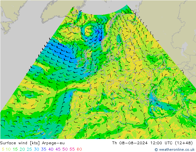 风 10 米 Arpege-eu 星期四 08.08.2024 12 UTC