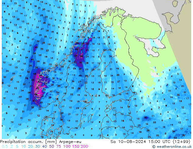 Totale neerslag Arpege-eu za 10.08.2024 15 UTC