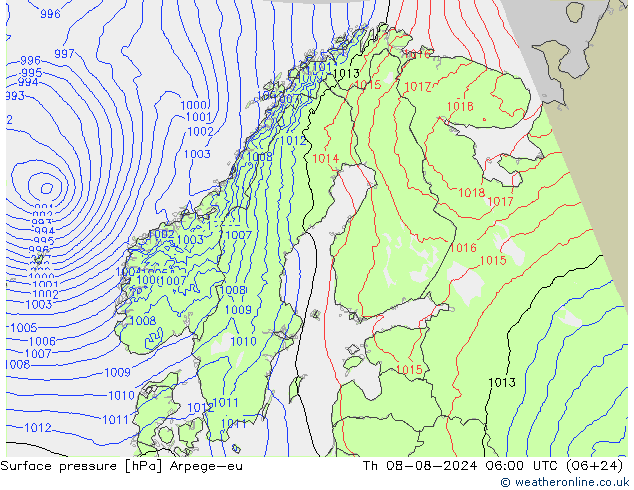 Luchtdruk (Grond) Arpege-eu do 08.08.2024 06 UTC