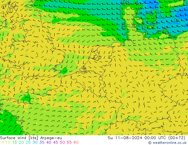 风 10 米 Arpege-eu 星期日 11.08.2024 00 UTC