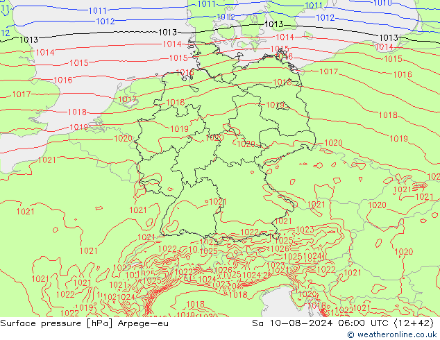 Luchtdruk (Grond) Arpege-eu za 10.08.2024 06 UTC