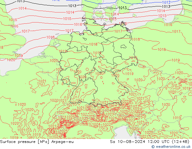 Luchtdruk (Grond) Arpege-eu za 10.08.2024 12 UTC