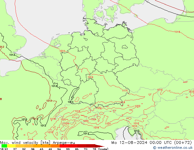 Max. wind snelheid Arpege-eu ma 12.08.2024 00 UTC