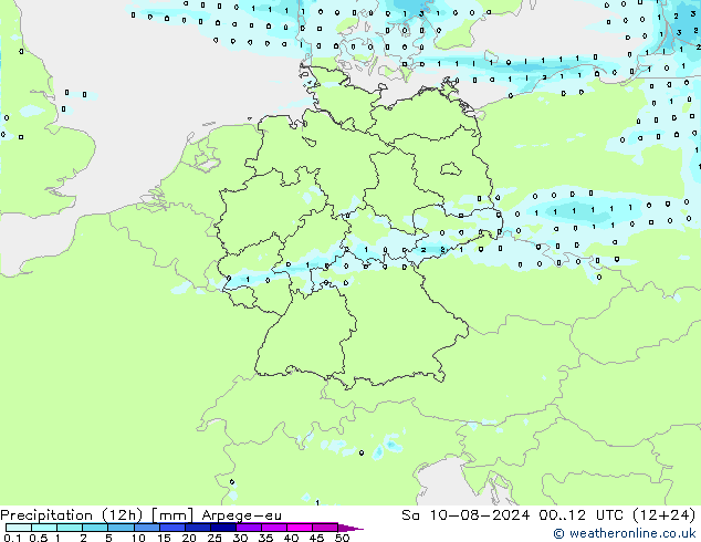 降水量 (12h) Arpege-eu 星期六 10.08.2024 12 UTC