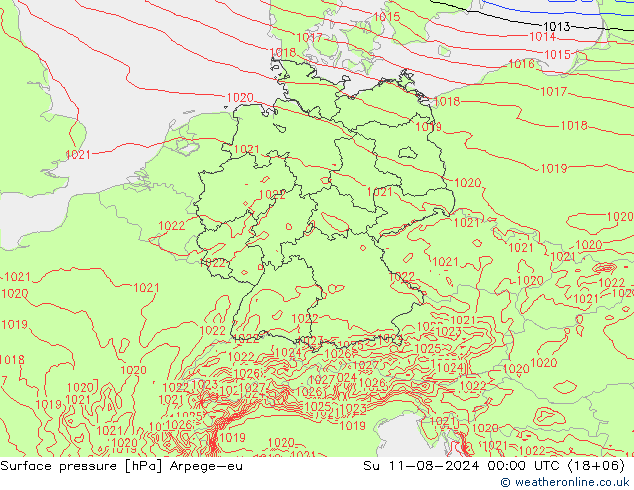 Luchtdruk (Grond) Arpege-eu zo 11.08.2024 00 UTC