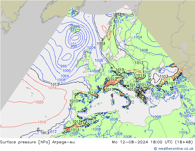 Luchtdruk (Grond) Arpege-eu ma 12.08.2024 18 UTC