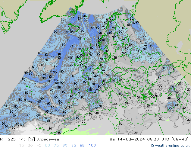 RV 925 hPa Arpege-eu wo 14.08.2024 06 UTC