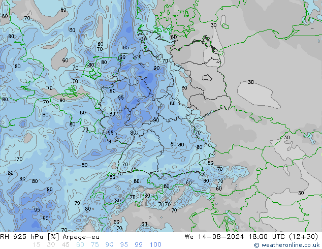 RV 925 hPa Arpege-eu wo 14.08.2024 18 UTC