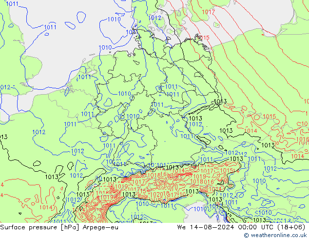 Luchtdruk (Grond) Arpege-eu wo 14.08.2024 00 UTC