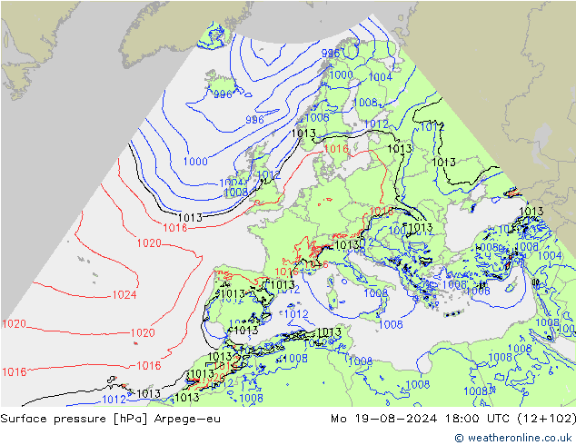 Luchtdruk (Grond) Arpege-eu ma 19.08.2024 18 UTC