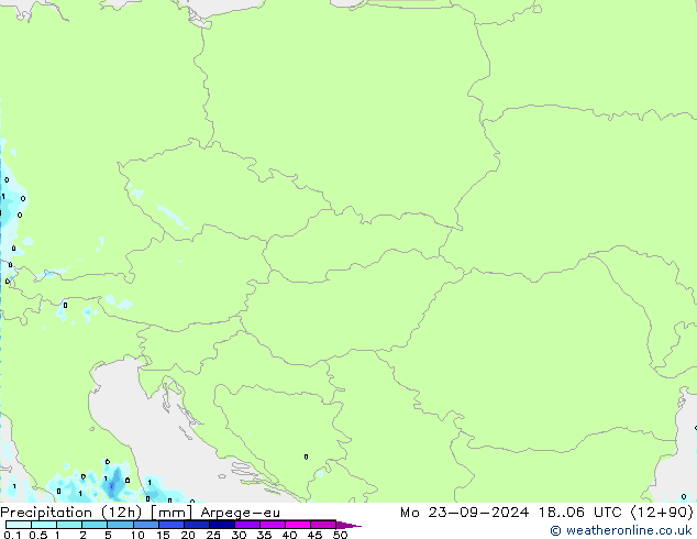 Précipitation (12h) Arpege-eu lun 23.09.2024 06 UTC