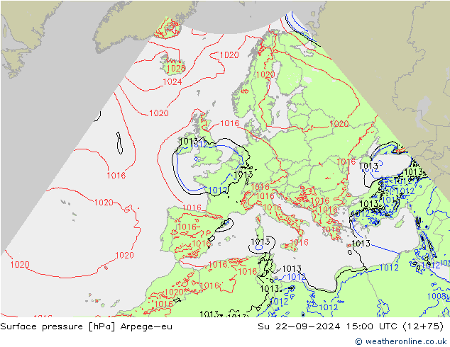 приземное давление Arpege-eu Вс 22.09.2024 15 UTC