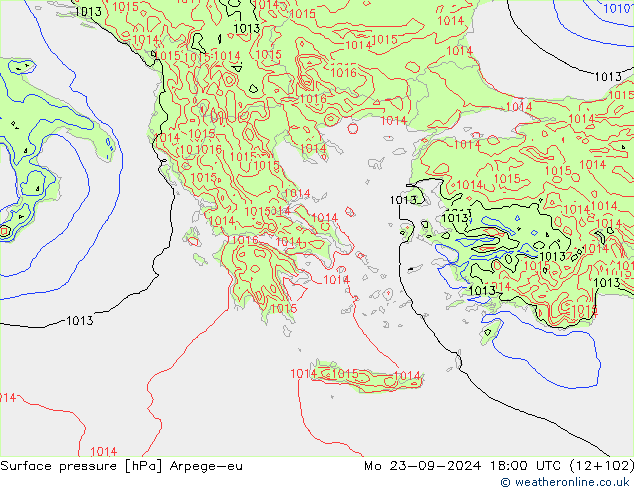 Atmosférický tlak Arpege-eu Po 23.09.2024 18 UTC