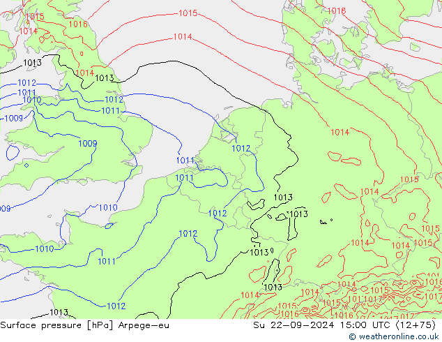 Surface pressure Arpege-eu Su 22.09.2024 15 UTC