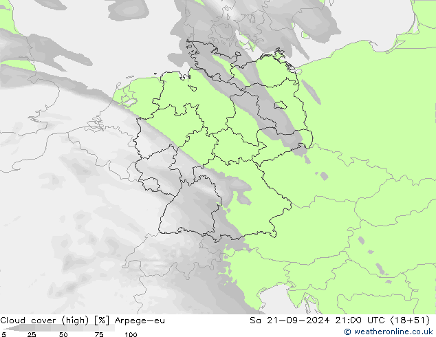 облака (средний) Arpege-eu сб 21.09.2024 21 UTC