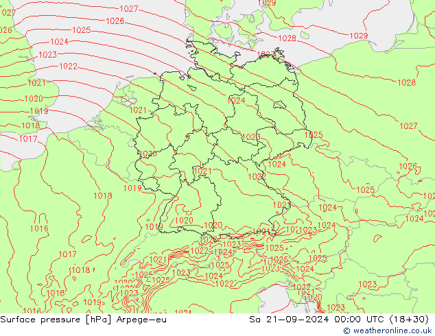 Surface pressure Arpege-eu Sa 21.09.2024 00 UTC