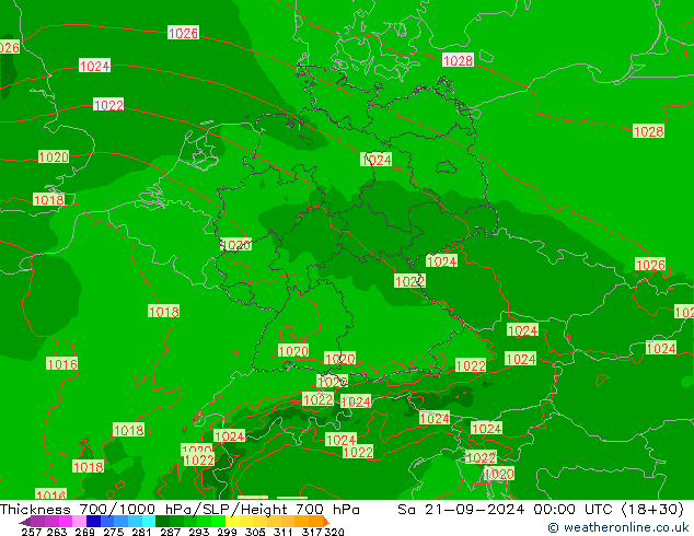 Thck 700-1000 hPa Arpege-eu  21.09.2024 00 UTC