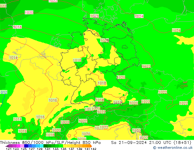 Thck 850-1000 hPa Arpege-eu Sa 21.09.2024 21 UTC