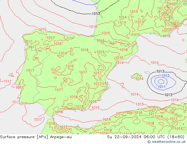 Luchtdruk (Grond) Arpege-eu zo 22.09.2024 06 UTC