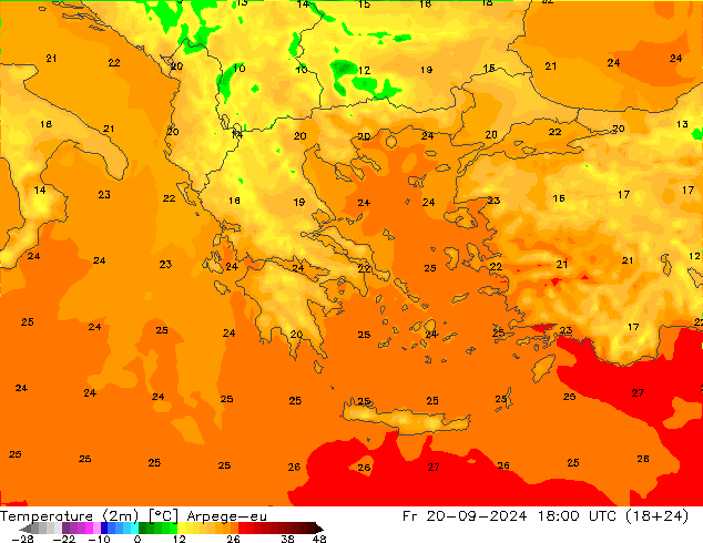 Temperature (2m) Arpege-eu Fr 20.09.2024 18 UTC